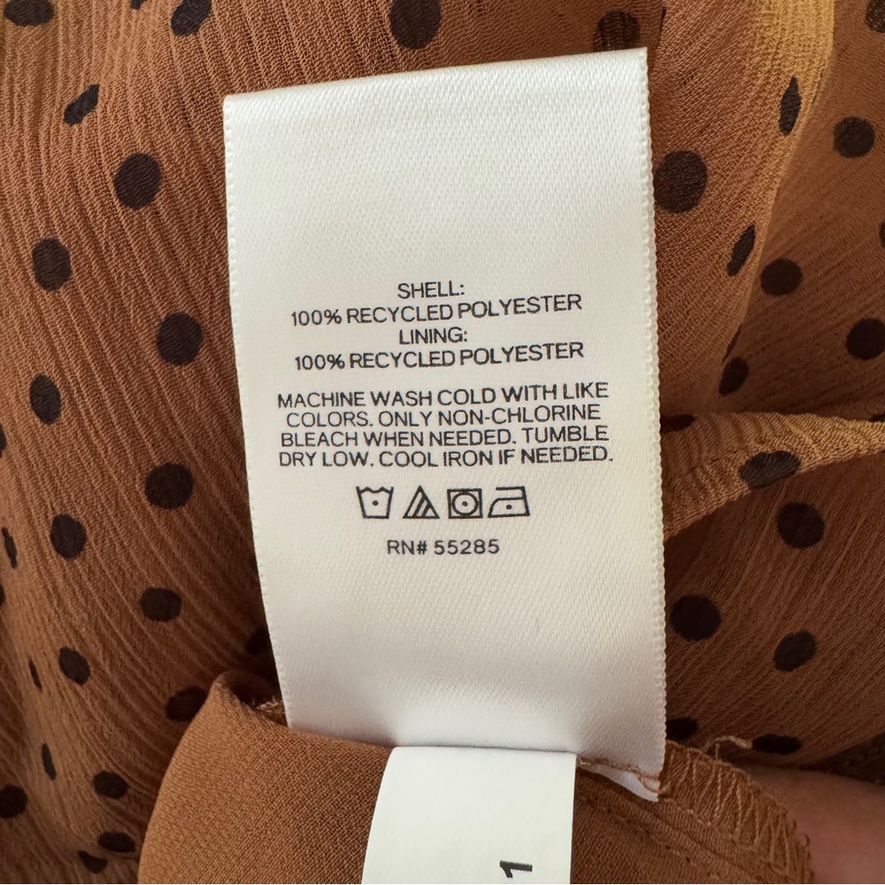 Express Brown Puff Sleeve Polka Dot V Neck Blouse Size Small - Picture 6 of 9